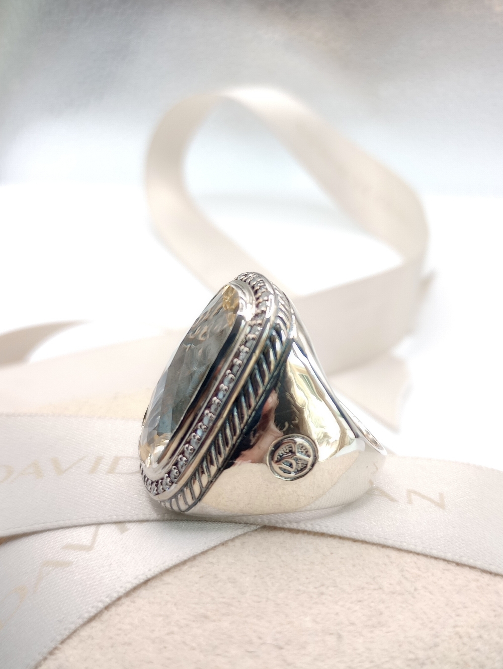 David Yurman Champagne & Diamond Albion Ring Size 7 - Picture 2 of 15